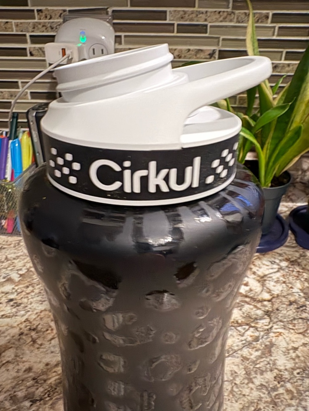 Cirkul Black Leopard Print Water Bottle with White Lid - Picture 4 of 7